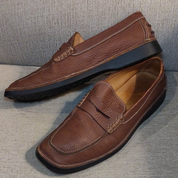 Tod's Brown Pebble Grain Leather Penny Loafer Men's SIZE US 10 - Picture 1 of 10
